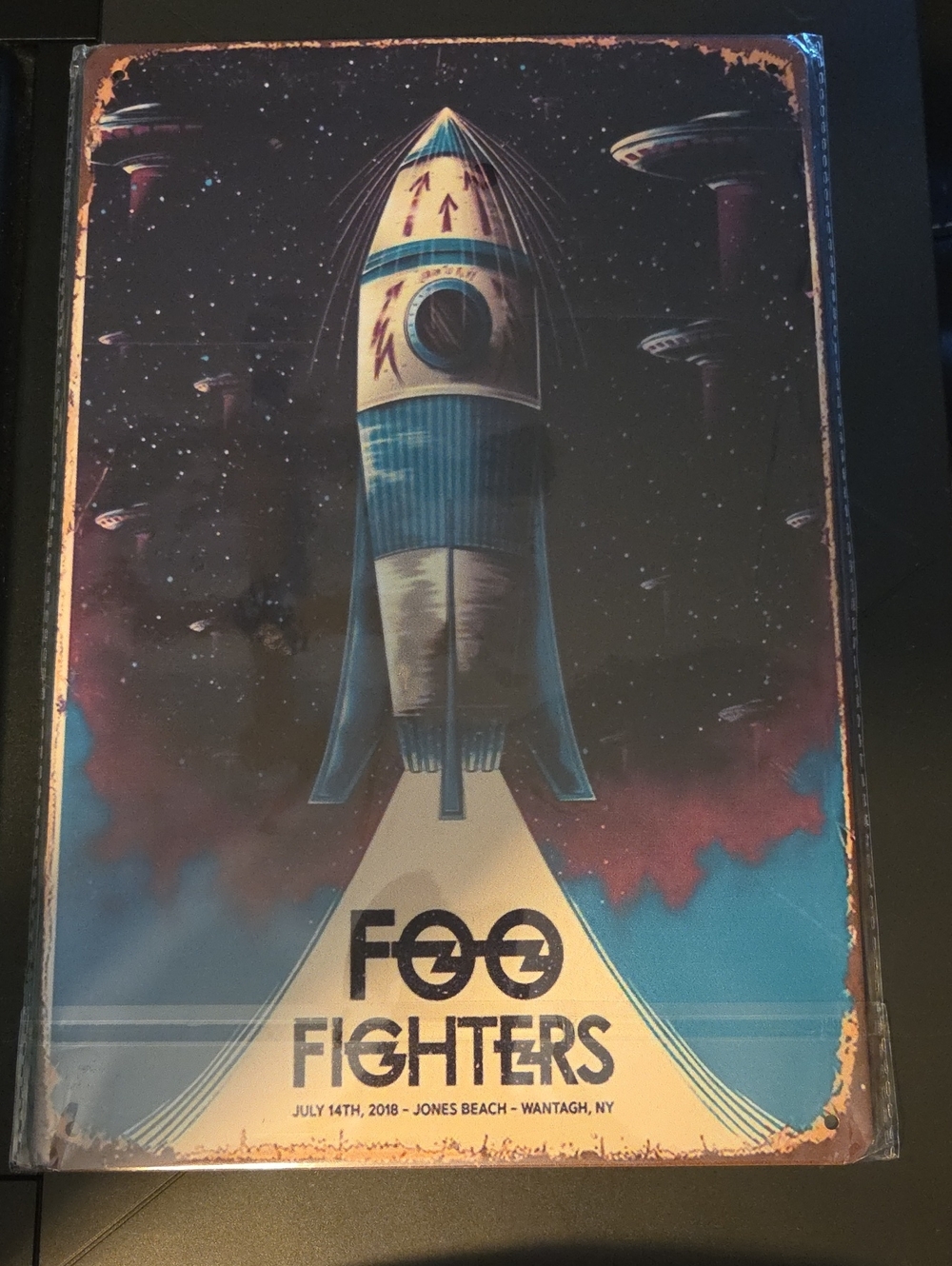 Foo Fighters Band- Blue and Cream Tin Sign